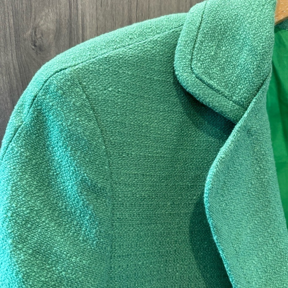 Talbots 10p Linen Blend Blazer Open Front Green 3… - image 3